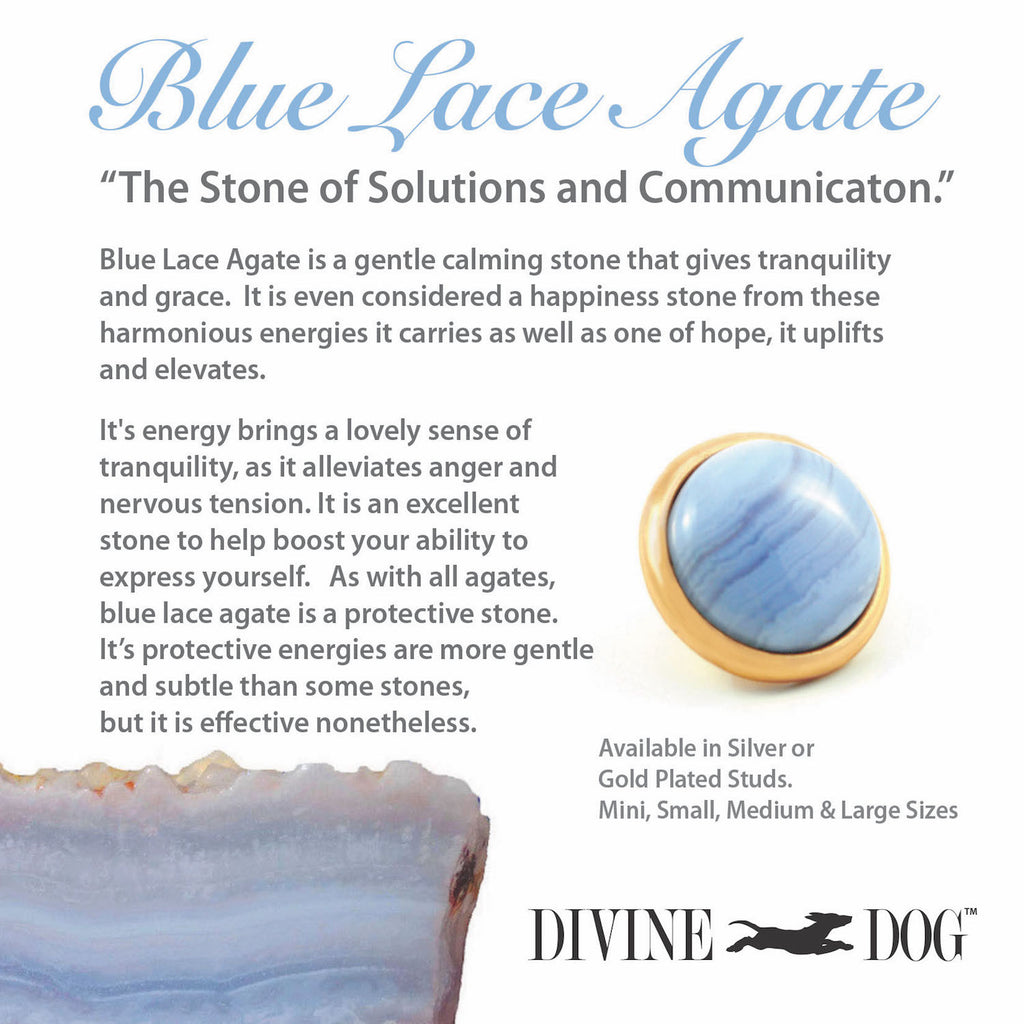 Divine Dog Gemstones for Dog Collars, Leashes and Companion Bracelets - Blue Lace Agate