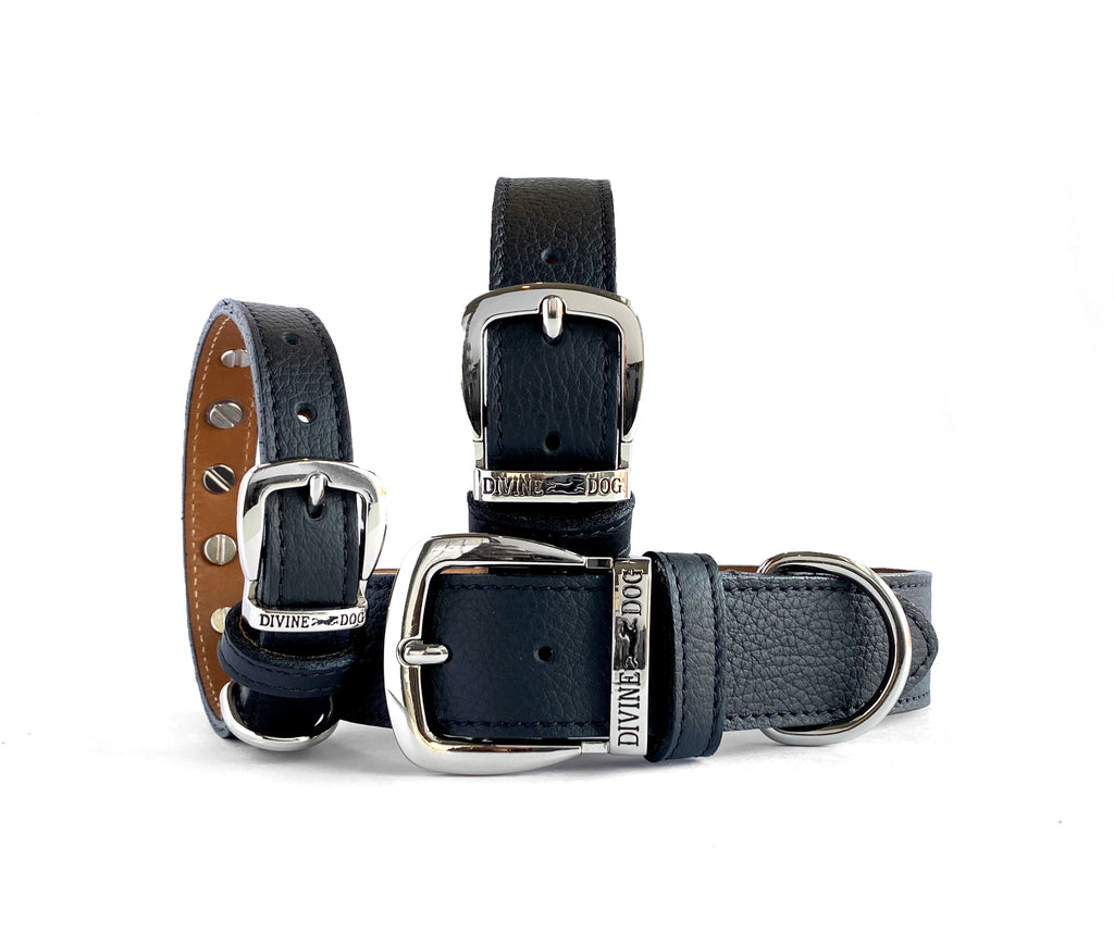 The most beautiful Rich Black Leather Collars with healing crystals and Gemstones, Snowflake Obsidian and Black Onyx.