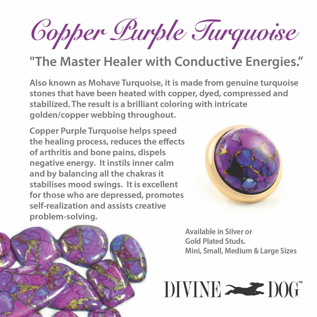 Divine Dog Gemstones for Dog Collars, Leashes and Companion Bracelets - Copper Purple Turquoise