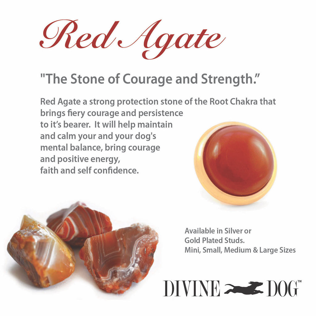 Divine Dog Gemstone Studs for Dog Collars, Leashes and Companion Bracelets - Red Agate