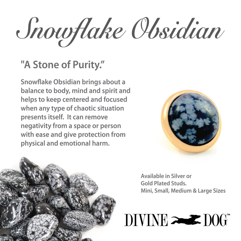 Divine Dog Gemstone Studs for Dog Collars, Leashes and Companion Bracelets - Snowflake Obsidian
